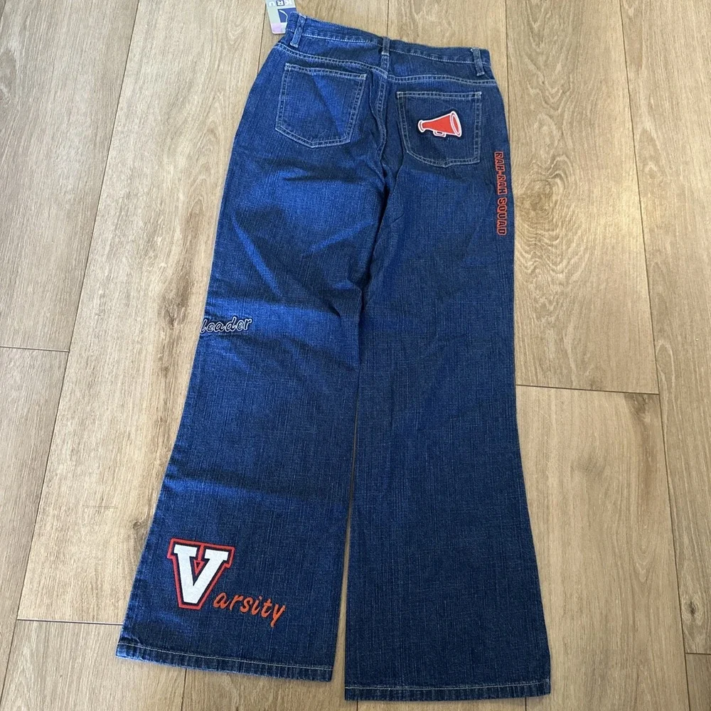 KRU Girl's Denim Blue Jeans Cheer School Spirit Pants Size 12 Flare Leg‎ NEW